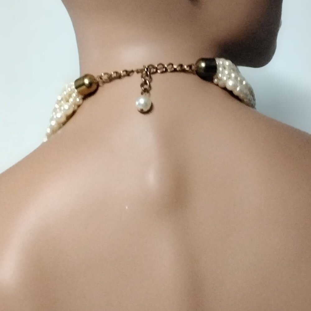 Vintage Faux Pearls Beads necklace 18" length Chocked Chunky Elegant Classic 001 - Picture 2 of 14